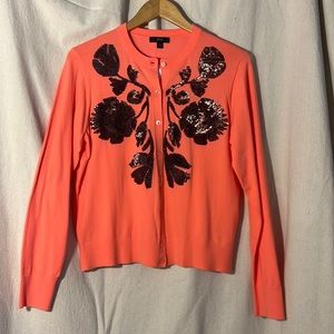 J. Crew sequined floral embroidered cotton Jackie cardigan